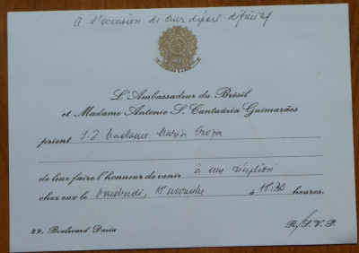 6 invitatii la dineuri catre Mia si Octavian Groza, scriitorul Uslar Pietri foto