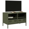 Gossi dulap tv, verde masliniu, 68x39x43,5 cm, otel laminat la rece