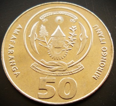 Moneda exotica 50 AMAFARANGA - RWANDA, anul 2011 *cod 1088 = UNC foto