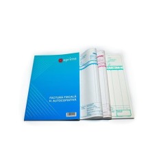 Factura fiscala A4 3 exemplare , hartie autocopiativa 50 set carnet coperta carton 300g mp