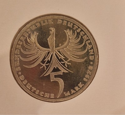 Germany, Germania, 5 MArk 1978, KM#148, argint, foarte buna, comemorativa foto