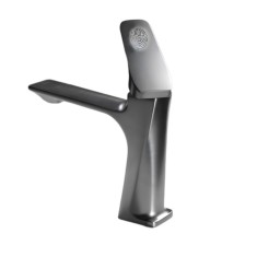 Baterie Lavoar BiXXBi Bath X Plus, Aerator Newport, Cartus Ceramic, Premium, Design Modern cu Gravura Stil Amprenta, Gri
