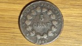 Franta colonii - Guadeloupe / Guadelupa - moneda coloniala foarte rara - 5 centimes 1841 A - Louis Philippe I