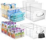 Cumpara ieftin Cutie de depozitare Koken cu divizoare detașabile, pentru frigider, birou, bucatarie, transparenta si usor de curatat, 31,6 x 23,7 x 9,7 cm
