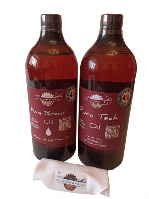 Dual Pack, Pure Breed Oil, Pure Teak Oil, laveta bumbac, 1000 ml/1000 ml foto