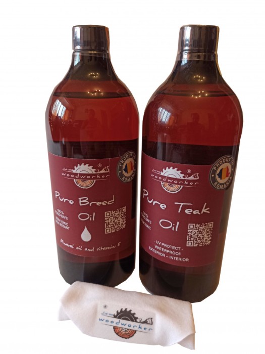 Dual Pack, Pure Breed Oil, Pure Teak Oil, laveta bumbac, 1000 ml/1000 ml