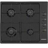 Plita incorporabila Heinner HBH-V4IEBK, Gaz, 4 arzatoare, Aprindere electrica integrata, Control lateral, 58 cm, Negru