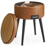 VASAGLE Taburet cu spatiu de depozitare, tapitat PU, cu 2 fete, diametru 32 cm, maro Household NewTrend