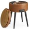 VASAGLE Taburet cu spatiu de depozitare, tapitat PU, cu 2 fete, diametru 32 cm, maro Household NewTrend