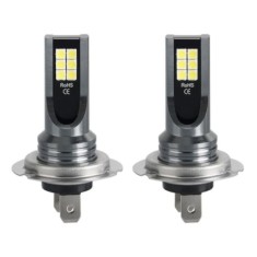 Set 2 becuri auto H7 LED, 12V, 12 SMD, putere 60W, temperatura culoare 6000K, flux luminos 6800lm, Plug and Play, lumina alba