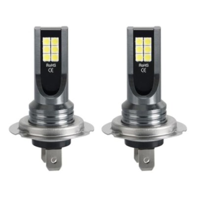 Set 2 becuri auto H7 LED, 12V, 12 SMD, putere 60W, temperatura culoare 6000K, flux luminos 6800lm, Plug and Play, lumina alba foto