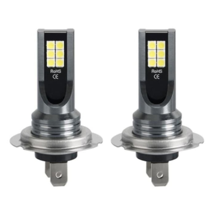 Set 2 becuri auto H7 LED, 12V, 12 SMD, putere 60W, temperatura culoare 6000K, flux luminos 6800lm, Plug and Play, lumina alba