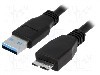 Cablu USB A mufa, USB B micro mufa, USB 3.0, lungime 1m, negru, LOGILINK - CU0026