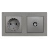 Nova priză cu &icirc;mpăm&acirc;ntare 16A 250V priză TV cu cadru gri