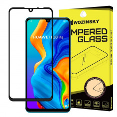 Folie Huawei P30 Lite, Sticla Securizata, Super Rezistenta, cu Rama, Case Friendly, Negru foto