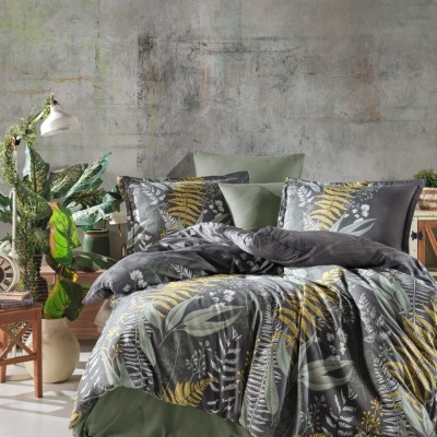 Lenjerie de pat satin clasy king size (botanica) foto