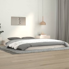 vidaXL Cadru de pat, alb, 140x190 cm, lemn masiv de pin 823465