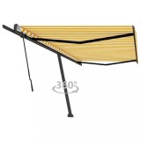 VidaXL Copertină autonomă retractabilă manual, galben/alb, 500x300 cm