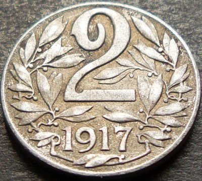 Moneda istorica 2 HELLER - AUSTRIA / Austro-Ungaria, anul 1917 *cod 1383 B foto
