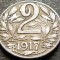 Moneda istorica 2 HELLER - AUSTRIA / Austro-Ungaria, anul 1917 *cod 1383 B