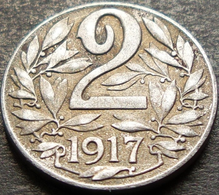 Moneda istorica 2 HELLER - AUSTRIA / Austro-Ungaria, anul 1917 *cod 1383 B