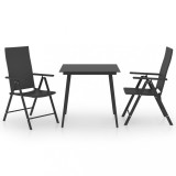 vidaXL Set mobilier de grădină, 3 piese, negru