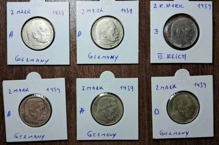 Deutsche Mark, argint, anii 1937 - 1939