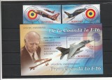 ROMANIA 2016 LP 2121 LP 2121 a AVIATIE ANIVERSARI DE LA COANDA LA F-16 SERIE + COLITA MNH NESTAMPILATE, Nestampilat