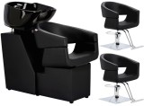 Set Scafă coafor Coco + 2 scaune coafură cu suport hidraulic pivotant, accesorii și bol ceramic