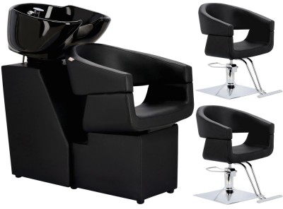Set Scafă coafor Coco + 2 scaune coafură cu suport hidraulic pivotant, accesorii și bol ceramic foto