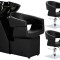 Set Scafă coafor Coco + 2 scaune coafură cu suport hidraulic pivotant, accesorii și bol ceramic