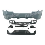 Set bara spate BMW Seria 5, 2010 Sedan, cu gauri senzori parcare; grunduit, de vopsit; type M-Tech; cu absorber, cu elemente de fixare, cu spoiler;