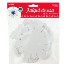 Forme Spuma Autoadeziva DACO, 14.5 cm, 10 Buc/Set, Model Fulg de Nea, Culoare Alba, Accesorii Craft, Accesorii Creatie, Fulgi de Zapada Spuma Autoadzi foto