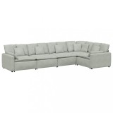 Cumpara ieftin Canapea modulara cu perne, gri deschis, catifea