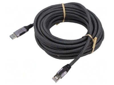 Cablu USB 3.0 RJ45 15m Negru/Gri foto