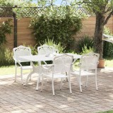 Set de dining pentru grădină 5 piese din aluminiu turnat alb