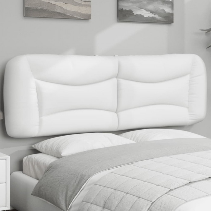 Pernă pentru tăblie pat, alb, 160 cm, piele artificială