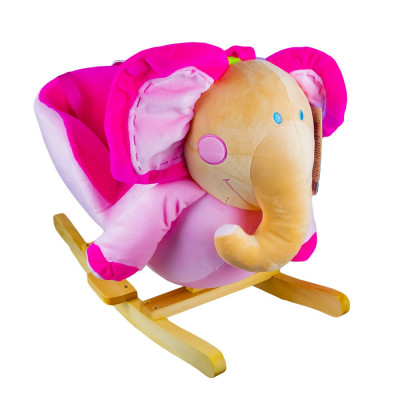 Balansoar pentru bebelusi, Elefant, lemn + plus, roz, 60x34x45 cm foto