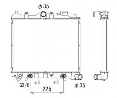 Radiator racire Mazda 323, 05.1985-06.1989, motor 1.1, 40 kw, 1.3, 44 kw; 1.5, 55 kw; 1.6, 76 kw, benzina, cutie automata 448x352x26 mm, aluminiu bra foto