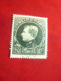 Timbru Belgia 1929 Uzuale Albert I 1 valoare 20 fr. verde stampilat