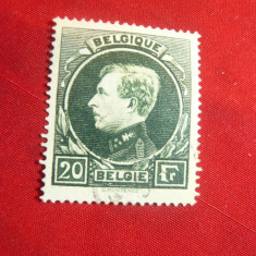 Timbru Belgia 1929 Uzuale Albert I 1 valoare 20 fr. verde stampilat