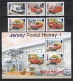 Jersey 2006 - Istoria poștei - Vehicule poștale, Serie + Colita, MNH