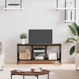 Comodă TV, stejar maro, 100x35x45 cm, lemn prelucrat &amp; fier