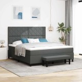VidaXL Pat cu arcuri cu saltea Gri &icirc;nchis 180 x 200 cm țesătură