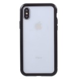Husa iPhone XS Max - Cadru metalic cu magneti de prindere, Spate din sticla securizata, Neagra