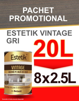 Pachet Promo Lazura lemn Estetik Vintage Gri 8x2.5L foto