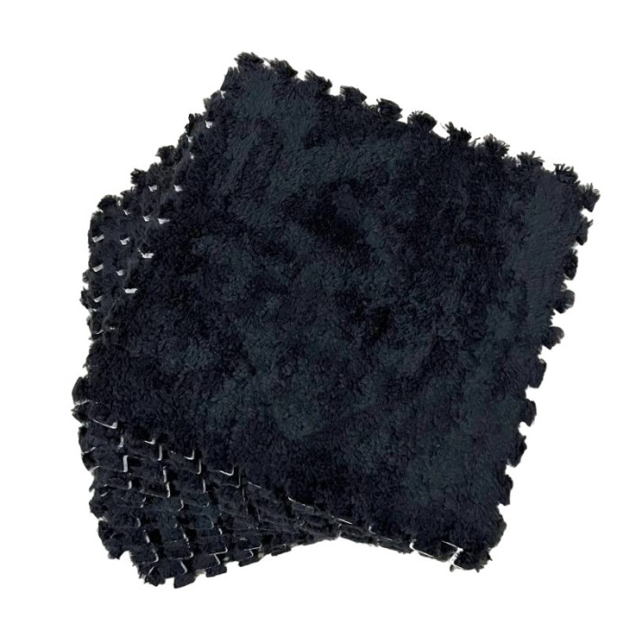 Set 10 Piese Covor tip Puzzle, Spuma EVA, Pufos, 30 x 30 x 1 cm, Negru