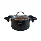 Oala Gatit Abur Platinum 20cm PP20 Inox, Capac Sticla Termorezistenta, Antiaderenta, Inductie, Gaz, Ceramica, Halogen