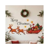 Cumpara ieftin Sticker/Autocolant Craciun cu Moc Craciun si Renii - 29x66cm - 116039