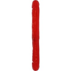 Dildo Dublu Realist, PVC, Rosu, 33.5 cm